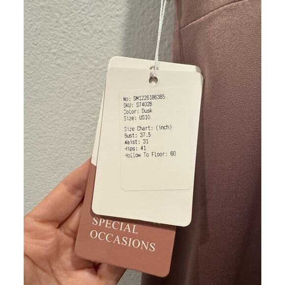 Stacees Women’s Size 10 Pink Dusk Long Bridesmaid Dress V Neck Evening Glam - Picture 5 of 8